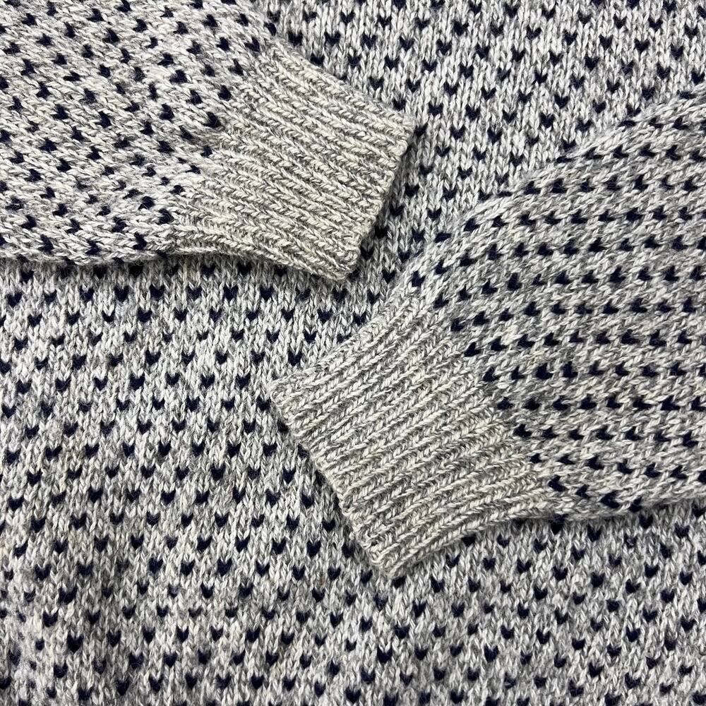 Vintage Gray Navy Birdseye USA Made American Eagle Wool Sweater Fisherman Knit M - Picture 5 of 8
